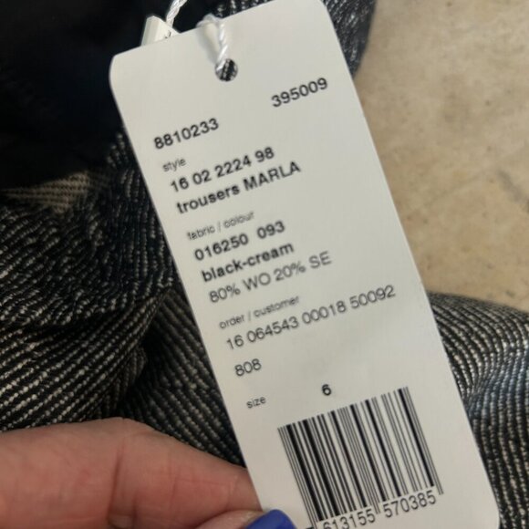 Akris Punto Marla Black Diagonal Tweed Wool Silk Pants Size 6 NWT - Picture 6 of 11